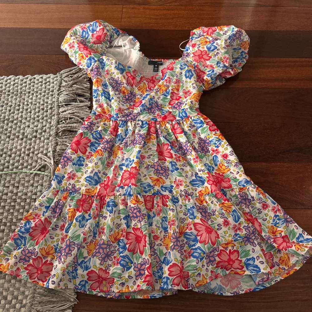 Aqua Multicolor Floral Dress
